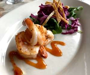 Seared Shrimp with pineapple chili glaze